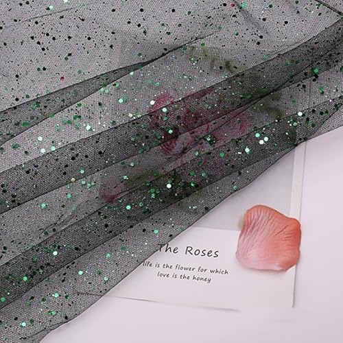 150cm * 2m Deko-Stoff Kostümstoff Sparkly Pailletten Stoffe Netzstoff zum Dekorieren Basteln Hauch Zart Durchsichtig Glitzer Garn Tüll Deko Stoffe für DIY handgemachte Kleidung Hochzeit-Schwarz Grün 150cm * 2m Deko-Stoff Kostümstoff Sparkly Pailletten Stoffe Netzstoff zum Dekorieren Basteln Hauch Zart Durchsichtig Glitzer Garn Tüll Deko Stoffe für DIY handgemachte Kleidung Hochzeit-Schwarz Grün von PTNKUIIY