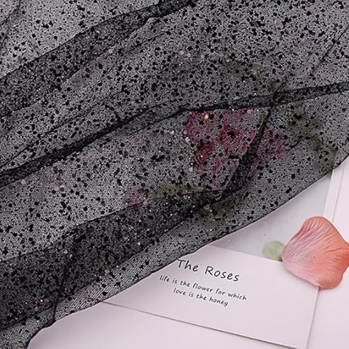 150cm * 3m Deko-Stoff Kostümstoff Sparkly Pailletten Stoffe Netzstoff zum Dekorieren Basteln Hauch Zart Durchsichtig Glitzer Garn Tüll Deko Stoffe für DIY handgemachte Kleidung Hochzeit-Schwarz 150cm * 3m Deko-Stoff Kostümstoff Sparkly Pailletten Stoffe Netzstoff zum Dekorieren Basteln Hauch Zart Durchsichtig Glitzer Garn Tüll Deko Stoffe für DIY handgemachte Kleidung Hochzeit-Schwarz von PTNKUIIY