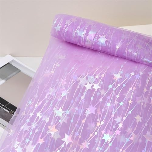 150cm * 3m Glitzer Tüllstoff Glitzer Tüll Dekostoff Tüllband mit Sterne Sparkly Pailletten Stoffe für DIY handgemachte Kleidung Hochzeit Kleid Basteln Geschenk Schleife Hochzeit Tischedeko -Lila von PTNKUIIY