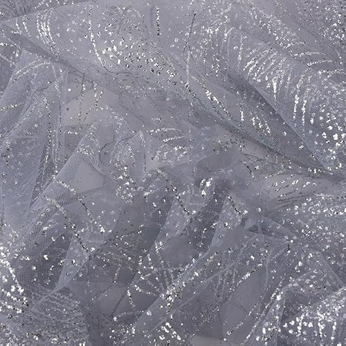 160cm * 1 Yard Pailletten Stoff - Glitzer Pailletten Dekostoff Durchsichtig Hauch Zart Sparkly Stoff für DIY handgemachte Kleidung Hochzeit Party DIY Nähen Handwerk Gardine Vorhang-Grau Silber 160cm * 1 Yard Pailletten Stoff - Glitzer Pailletten Dekostoff Durchsichtig Hauch Zart Sparkly Stoff für DIY handgemachte Kleidung Hochzeit Party DIY Nähen Handwerk Gardine Vorhang-Grau Silber von PTNKUIIY