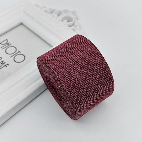 2 Rolle Juteband,5cm Breit 10 Meter Sackleinen Juteband Burlap Vintage Geschenkband Sackleinen Stoff Dekoband für Hochzeitdeko Geschenkverpackung Basteln Handwerk Weihnachten, Herbstkranz -Weinrot 2 Rolle Juteband,5cm Breit 10 Meter Sackleinen Juteband Burlap Vintage Geschenkband Sackleinen Stoff Dekoband für Hochzeitdeko Geschenkverpackung Basteln Handwerk Weihnachten, Herbstkranz -Weinrot von PTNKUIIY