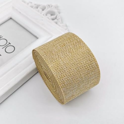 2 Rolle Juteband,5cm Breit 10 Meter Sackleinen Juteband Burlap Vintage Geschenkband Sackleinen Stoff Dekoband für Hochzeitdeko Geschenkverpackung Basteln Handwerk Weihnachten, Herbstkranz -gelb von PTNKUIIY