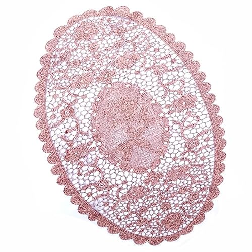 4 Stück Bestickte Tischmatte, 41 * 31cm Platzsets Spitze ovale Tischdecke mit Blumenmuster Spitzendeckchen Häkeldeckchen Vintage-Tassenmatte, Vasenmatte Untersetzer für Küche,Esszimmer,Party,Hochzeit von PTNKUIIY