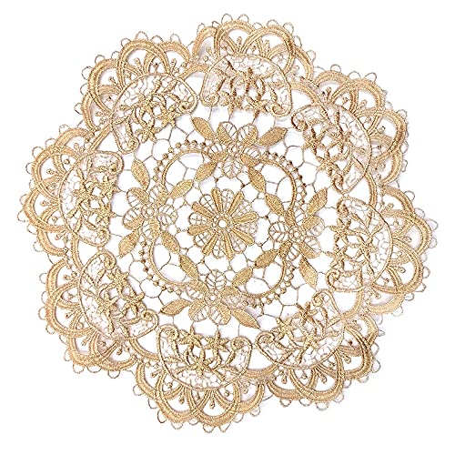 4 Stück Runde Bestickte Tischmatte,26-28cm Gold Spitze Runde Tischmatte Spitzendeckchen Häkeldeckchen Blume bestickte Tischmatte,Vintage-Tassenmatte, Vasenmatte für Heimdekoration Küche,Party,Hochzeit 4 Stück Runde Bestickte Tischmatte,26-28cm Gold Spitze Runde Tischmatte Spitzendeckchen Häkeldeckchen Blume bestickte Tischmatte,Vintage-Tassenmatte, Vasenmatte für Heimdekoration Küche,Party,Hochzeit von PTNKUIIY