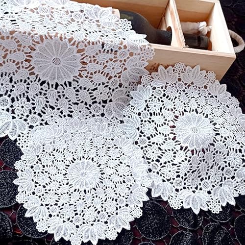 4er Set Platzsets Weiße Spitze Handarbeit Geklöppelt Spitzendeckchen Häkeldeckchen Tischdecke Tischsets mit Blumenmuster Runde Gestickte Untersetzer für Tassen,Getränke,Schalen,Töpfe,Teller,Vasen 15cm 4er Set Platzsets Weiße Spitze Handarbeit Geklöppelt Spitzendeckchen Häkeldeckchen Tischdecke Tischsets mit Blumenmuster Runde Gestickte Untersetzer für Tassen,Getränke,Schalen,Töpfe,Teller,Vasen 15cm von PTNKUIIY