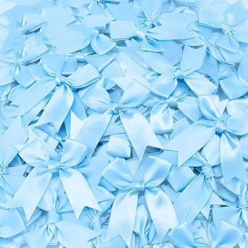 50 Stück Satinband Schleifen- 2,5 cm Mini-Satinbandschleifen dekorative Schleife Satinband Bögen Kleine Deko Schleife für Weihnachten,Hochzeitsdekoration,Basteln,Nähen,Geschenkverpackung-Blau von PTNKUIIY