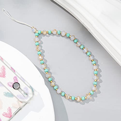 Böhmische Anti-Verlorene Handy Lanyard,Bunte Perle Telefon Lanyard Handykette Handschlaufe Universale Telefonkette Handy Charm Handyhülle Anhänger Dekoration Zubehör Handyanhänger für Damen,Grün von PTNKUIIY