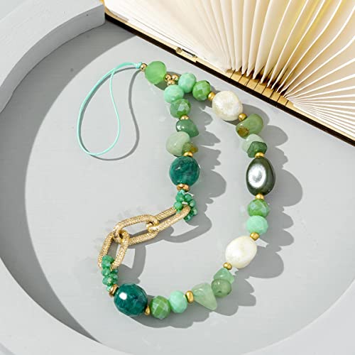 Böhmische Anti-verlorene Handykette, Universale Telefonkette Bunte Perlen Kies Acryl Telefon Lanyard Strap Handschlaufe Perlenkette Schlüsselanhänger Schlüsselband Handy Schmuck für Frauen,Grün Böhmische Anti-verlorene Handykette, Universale Telefonkette Bunte Perlen Kies Acryl Telefon Lanyard Strap Handschlaufe Perlenkette Schlüsselanhänger Schlüsselband Handy Schmuck für Frauen,Grün von PTNKUIIY