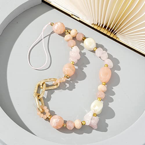 Böhmische Anti-verlorene Handykette, Universale Telefonkette Bunte Perlen Kies Acryl Telefon Lanyard Strap Handschlaufe Perlenkette Schlüsselanhänger Schlüsselband Handy Schmuck für Frauen,Rosa Böhmische Anti-verlorene Handykette, Universale Telefonkette Bunte Perlen Kies Acryl Telefon Lanyard Strap Handschlaufe Perlenkette Schlüsselanhänger Schlüsselband Handy Schmuck für Frauen,Rosa von PTNKUIIY
