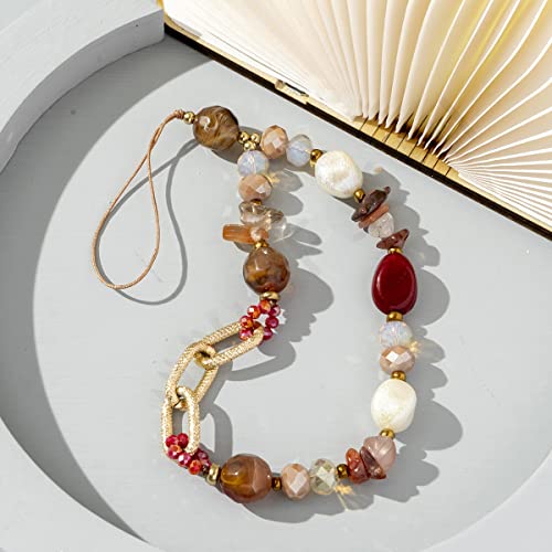 Böhmische Anti-verlorene Handykette, Universale Telefonkette Bunte Perlen Kies Acryl Telefon Lanyard Strap Handschlaufe Perlenkette Schlüsselanhänger Schlüsselband Handy Schmuck für Frauen,Rot Böhmische Anti-verlorene Handykette, Universale Telefonkette Bunte Perlen Kies Acryl Telefon Lanyard Strap Handschlaufe Perlenkette Schlüsselanhänger Schlüsselband Handy Schmuck für Frauen,Rot von PTNKUIIY