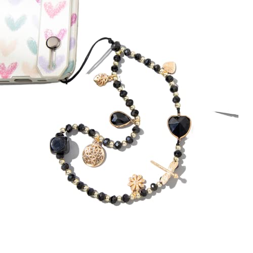 Böhmische Anti-verlorene Handykette, Universale Telefonkette Bunte Perlen Liebe Herz Telefon Lanyard Handschlaufe Perlen Kette Handyanhänger Handy Charm Handy Lanyard Handy Schmuck für Frauen,Schwarz Böhmische Anti-verlorene Handykette, Universale Telefonkette Bunte Perlen Liebe Herz Telefon Lanyard Handschlaufe Perlen Kette Handyanhänger Handy Charm Handy Lanyard Handy Schmuck für Frauen,Schwarz von PTNKUIIY