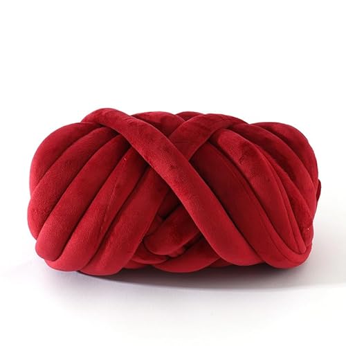 Dicke Wolle Garn 500g, Samt-Wolle Sperrige Armstricken Wolle Grobstrick Weiches Wollgarn Wolle zum Stricken oder Häkeln für Decke, Perfekt zum Weben von Haustier Nest, Decken, Zierkissen-Rotwein von PTNKUIIY