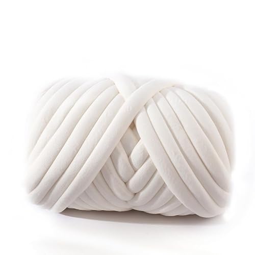 Dicke Wolle Garn 500g, Samt-Wolle Sperrige Armstricken Wolle Grobstrick Weiches Wollgarn Wolle zum Stricken oder Häkeln für Decke, Perfekt zum Weben von Haustier Nest, Decken, Zierkissen-Weiß #2 von PTNKUIIY