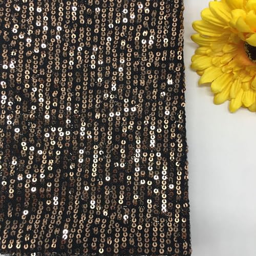 Glänzender Stoff mit Pailletten 125cm * 2 Yard Paillettenstoff Dekostoff Kostümstoff Stoffe zum Nähen Vorhangstoff Hochzeitsstoff für DIY Nähen Basteln Kleidung Hochzeit Party Deko -Kaffee Schwarz von PTNKUIIY