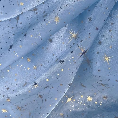 Organza Stoffe zum Nähen 150cm*1m Stern Glitzer Optik leichter Glanz Stoff zum Dekorieren Basteln Sparkly Stoff für DIY handgemachte Kleidung Hochzeit Kleid Gardine Vorhänge Tischdeck-hellblau Organza Stoffe zum Nähen 150cm*1m Stern Glitzer Optik leichter Glanz Stoff zum Dekorieren Basteln Sparkly Stoff für DIY handgemachte Kleidung Hochzeit Kleid Gardine Vorhänge Tischdeck-hellblau von PTNKUIIY