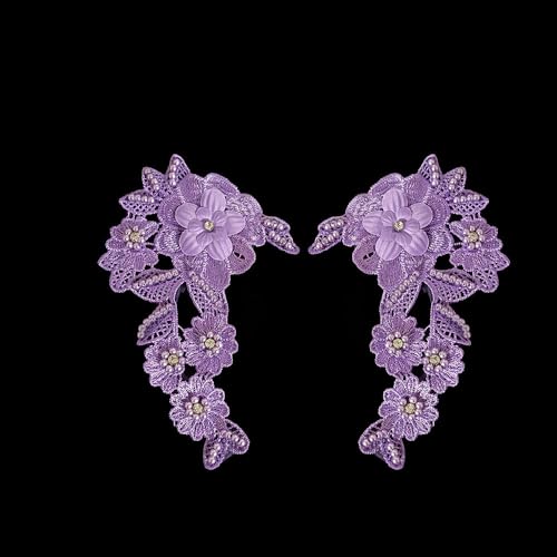 PTNKUIIY 1 Paar Blume Stickerei Patch,Stickerei Spitze Applikationen Blumenapplikationen Kragenbesatz Aufnäher für Kleidung Nähen Hochzeit Braut Kleid Schuhe Dekor Kleidungszubehör Handwerk-Lila PTNKUIIY 1 Paar Blume Stickerei Patch,Stickerei Spitze Applikationen Blumenapplikationen Kragenbesatz Aufnäher für Kleidung Nähen Hochzeit Braut Kleid Schuhe Dekor Kleidungszubehör Handwerk-Lila von PTNKUIIY