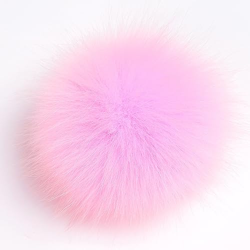 PTNKUIIY 10 Stück Kunstfell Pompons Fellbommel,10cm Kunstfell PomponKunstpelz Pom Pom Künstliche Fellbommel für Damen und Mädchen Tasche Mützen Anhängern Dekoration Schlüsselbund Zubehör Basteln-Rosa von PTNKUIIY