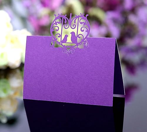 PTNKUIIY 100 Stück Hochzeit Tischkarten mit Elegantes Herz Vogel Design Platzkarten, Tischkarten Blanko Namenskarten Tischdekoration für Geburtstag Konfirmation Kommunion Taufe Feier -Lila PTNKUIIY 100 Stück Hochzeit Tischkarten mit Elegantes Herz Vogel Design Platzkarten, Tischkarten Blanko Namenskarten Tischdekoration für Geburtstag Konfirmation Kommunion Taufe Feier -Lila von PTNKUIIY