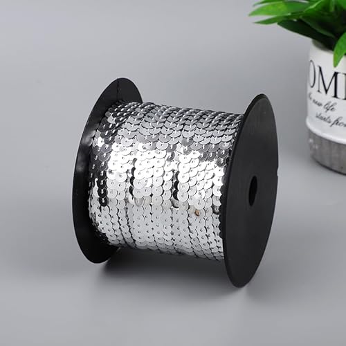 PTNKUIIY 100 Yard Elastische Pailletten Trim 6mm Paillettenband Glitzer Borte Aus Dekoband Paillettenborte Stoffband Metallic Paillette Stoffband Für Kleid Kostüm Stirnband Nähen DIY Handwerk -Silber PTNKUIIY 100 Yard Elastische Pailletten Trim 6mm Paillettenband Glitzer Borte Aus Dekoband Paillettenborte Stoffband Metallic Paillette Stoffband Für Kleid Kostüm Stirnband Nähen DIY Handwerk -Silber von PTNKUIIY