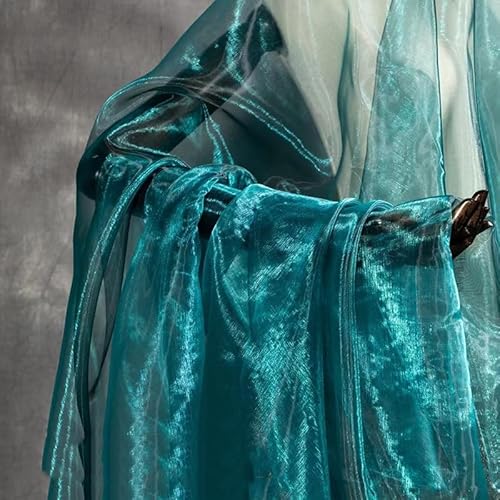 PTNKUIIY 150cm*1m Organza Stoffe zum Nähen -Sparkly Stoff Dekostoff Kostümstoff Stoffe Leichter Glanz Stoff Organza Stoffe für Gardine Vorhänge Tischdecken Deko Schals Kleidungsdekoration-Blau #3 von PTNKUIIY