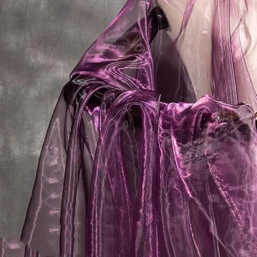 PTNKUIIY 150cm*2m Organza Stoffe zum Nähen -Sparkly Stoff Dekostoff Kostümstoff Stoffe Leichter Glanz Stoff Organza Stoffe für Gardine Vorhänge Tischdecken Deko Schals Kleidungsdekoration-Lila von PTNKUIIY