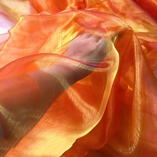 PTNKUIIY 150cm*2m Organza Stoffe zum Nähen -Sparkly Stoff Dekostoff Kostümstoff Stoffe Leichter Glanz Stoff Organza Stoffe für Gardine Vorhänge Tischdecken Deko Schals Kleidungsdekoration-Orange Rot PTNKUIIY 150cm*2m Organza Stoffe zum Nähen -Sparkly Stoff Dekostoff Kostümstoff Stoffe Leichter Glanz Stoff Organza Stoffe für Gardine Vorhänge Tischdecken Deko Schals Kleidungsdekoration-Orange Rot von PTNKUIIY