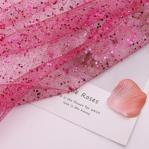 PTNKUIIY 150cm * 3m Deko-Stoff Kostümstoff Sparkly Pailletten Stoffe Netzstoff zum Dekorieren Basteln Hauch Zart Durchsichtig Glitzer Garn Tüll Deko Stoffe für DIY handgemachte Kleidung Hochzeit-Rose von PTNKUIIY