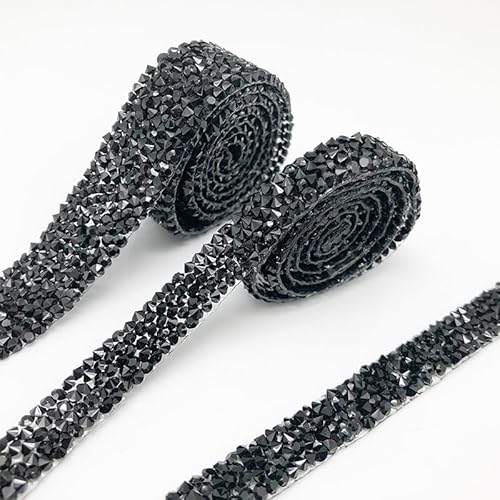PTNKUIIY 2 Yards Kristall Strass Diamant Band - 2.5cm Breite Strassband Selbstklebendes Bling Band DIY Dekoration Aufkleber für DIY Kunsthandwerk Hochzeit Dekoration Party Handwerk Telefon - Schwarz PTNKUIIY 2 Yards Kristall Strass Diamant Band - 2.5cm Breite Strassband Selbstklebendes Bling Band DIY Dekoration Aufkleber für DIY Kunsthandwerk Hochzeit Dekoration Party Handwerk Telefon - Schwarz von PTNKUIIY
