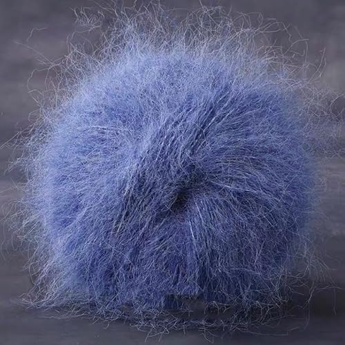PTNKUIIY 2x50g Mohairgarn | Handstrickgarn - Wolle zum Stricken & Häkeln weiches Mohairwolle Strickgarn Häkelgarn zum Handstricken Häkeln Hüten Pullovern Schals Kleidung und Bastelprojekte -Blau von PTNKUIIY