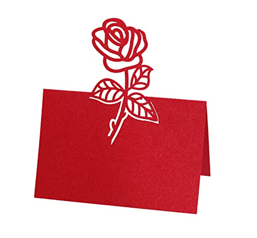 PTNKUIIY 50 Stück Tischkarten Hochzeit -Elegantes Rose Design Platzkarten,Tischkarten Blanko, Namenskarten zum Beschriften für Hochzeit Geburtstag Konfirmation Kommunion Taufe Feier -Rot PTNKUIIY 50 Stück Tischkarten Hochzeit -Elegantes Rose Design Platzkarten,Tischkarten Blanko, Namenskarten zum Beschriften für Hochzeit Geburtstag Konfirmation Kommunion Taufe Feier -Rot von PTNKUIIY