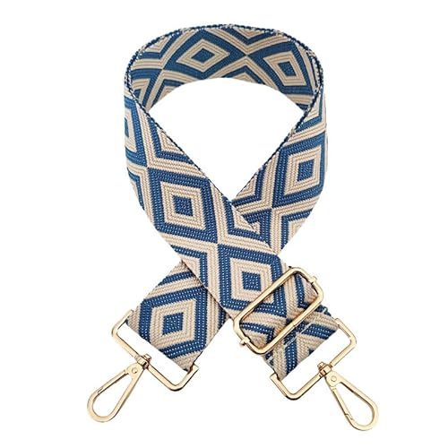 PTNKUIIY 72-130CM Schultergurt Für Taschen Breit 5CM Bunt Rhombus Verstellbar Taschengurte Zum Wechseln Universal Tragegurt Schulterriemen Umhängegurt für Handtaschen DIY Zubehör -Blau Beige #2 von PTNKUIIY