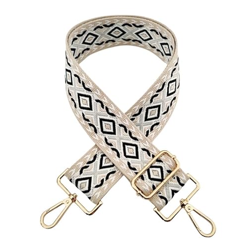 PTNKUIIY 72-130CM Verstellbarer Schultergurt für Taschen 5cm Boho-Stil Taschengurt Schulterriemen Breit mit Karabiner Gold Taschenhenkel Umhängegurt für Taschen und Handtaschen DIY Zubehör -Grau Weiß PTNKUIIY 72-130CM Verstellbarer Schultergurt für Taschen 5cm Boho-Stil Taschengurt Schulterriemen Breit mit Karabiner Gold Taschenhenkel Umhängegurt für Taschen und Handtaschen DIY Zubehör -Grau Weiß von PTNKUIIY
