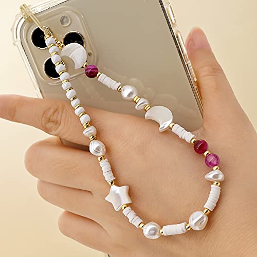 PTNKUIIY Böhmische Anti-Verlorene Handykette, Vintage Acryl Handy Charm Perlen Bunt Handykette Telefon Lanyard Handschlaufe Perlen Strap Telefon Anhänger Handy Schmuck Hängen Chian für Frauen von PTNKUIIY