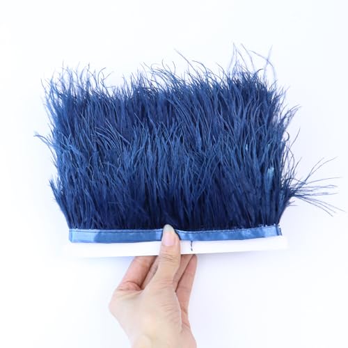 PTNKUIIY Flauschige Straußenfedern-Borten, 2m Lang 6-8cm Breit weiche Straußenfedern Fransenborte Band zum Nähen DIY Straußfeder Satinband Fransen für Kleidung Hochzeit Dekoration Basteln -Navy blau PTNKUIIY Flauschige Straußenfedern-Borten, 2m Lang 6-8cm Breit weiche Straußenfedern Fransenborte Band zum Nähen DIY Straußfeder Satinband Fransen für Kleidung Hochzeit Dekoration Basteln -Navy blau von PTNKUIIY