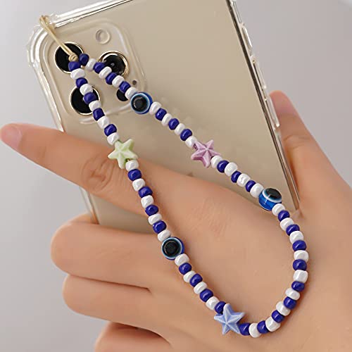 PTNKUIIY Handy Lanyard Anti-Verlorene Handykette，Böhmische Bunte Perlen Telefon Kette Strap Handyanhänger Smiley Gesicht Handy Straps Mobile Handy Schmuck Perlen Anhänger Hängen Chian für Frauen von PTNKUIIY