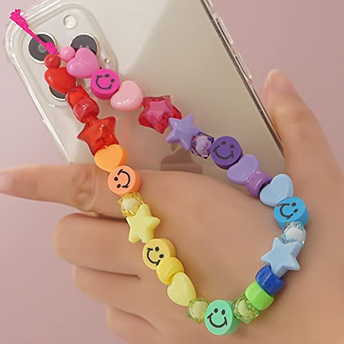 PTNKUIIY Handy Lanyard Anti-Verlorene Handykette,Böhmische Bunte Perlen Telefon Kette Strap Handyanhänger Smiley Gesicht Handy Straps Mobile Handy Schmuck Perlen Anhänger Hängen Chian für Frauen PTNKUIIY Handy Lanyard Anti-Verlorene Handykette,Böhmische Bunte Perlen Telefon Kette Strap Handyanhänger Smiley Gesicht Handy Straps Mobile Handy Schmuck Perlen Anhänger Hängen Chian für Frauen von PTNKUIIY