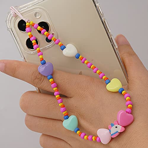 PTNKUIIY Handy Lanyard Anti-Verlorene Handykette，Böhmische Bunte Perlen Telefon Kette Strap Handyanhänger Smiley Gesicht Handy Straps Mobile Handy Schmuck Perlen Anhänger Hängen Chian für Frauen von PTNKUIIY