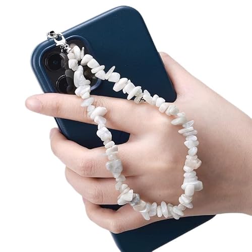 PTNKUIIY Handykette Bunt Handyanhänger, Gradient Natürlicher Kristallstein Kies Handykette Perlen Kette Telefon Lanyard Handy Charm Telefonkette Handyschmuck Handschlaufe Anhänger Kette Für Frauen von PTNKUIIY