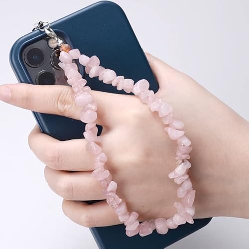 PTNKUIIY Handykette Bunt Handyanhänger, Gradient Natürlicher Kristallstein Kies Handykette Perlen Kette Telefon Lanyard Handy Charm Telefonkette Handyschmuck Handschlaufe Anhänger Kette Für Frauen von PTNKUIIY