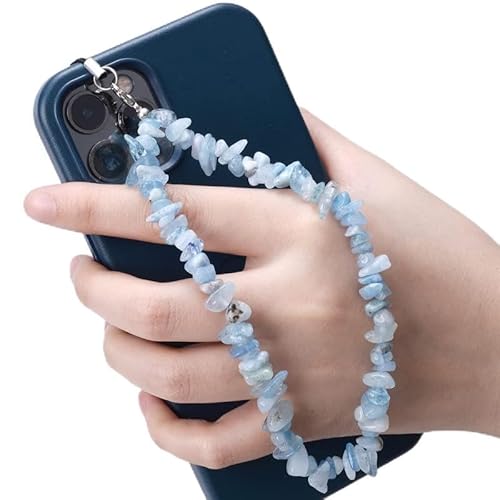 PTNKUIIY Handykette Bunt Handyanhänger, Gradient Natürlicher Kristallstein Kies Handykette Perlen Kette Telefon Lanyard Handy Charm Telefonkette Handyschmuck Handschlaufe Anhänger Kette Für Frauen von PTNKUIIY