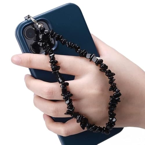 PTNKUIIY Handykette Bunt Handyanhänger, Gradient Natürlicher Kristallstein Kies Handykette Perlen Kette Telefon Lanyard Handy Charm Telefonkette Handyschmuck Handschlaufe Anhänger Kette Für Frauen von PTNKUIIY