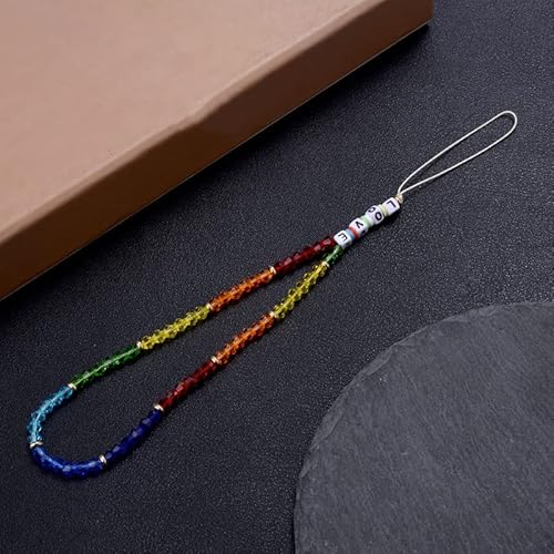 PTNKUIIY Handykette Bunt Handyanhänger, Kristall Telefon Charme Strap Perlen Handy Lanyard Handgelenk Bunte Perlenkette Anti-verlorene Handykette Auto Schlüsselbund Anhänger Handtasche Charme Damen von PTNKUIIY