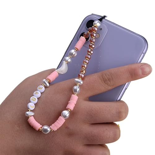 PTNKUIIY Handykette Perlen Bunt Handyanhänger, Böhmische Anti-Verlorene Handykette Mond Stern Telefon Anhänger Perlen Telefon Kette Strap Perlenkette Handy Charm Schlüsselanhänger Dekoration von PTNKUIIY