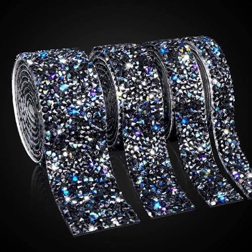PTNKUIIY Kristall Strassband Rolle Selbstklebende,3 Yard * 30mm Harz Diamant Band Selbstklebendes Strass Bling Band Diamant Dekoration Aufkleber für Auto Handwerk Hochzeit Dekoration -Schwarz von PTNKUIIY
