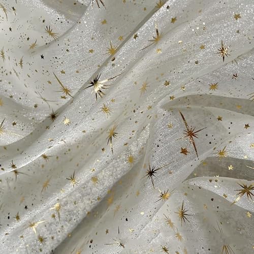 PTNKUIIY Organza Stoffe zum Nähen 150cm*1m Stern Glitzer Optik Leichter Glanz Stoff zum Dekorieren Basteln Sparkly Stoff für DIY handgemachte Kleidung Hochzeit Kleid Gardine Vorhänge Tischdeck-Beige PTNKUIIY Organza Stoffe zum Nähen 150cm*1m Stern Glitzer Optik Leichter Glanz Stoff zum Dekorieren Basteln Sparkly Stoff für DIY handgemachte Kleidung Hochzeit Kleid Gardine Vorhänge Tischdeck-Beige von PTNKUIIY