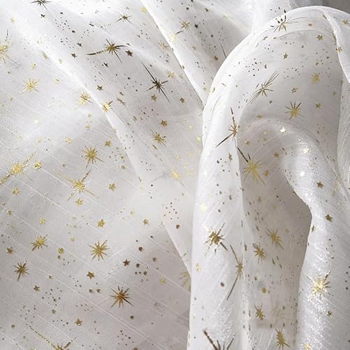 PTNKUIIY Organza Stoffe zum Nähen 150cm*3m Stern Glitzer Optik Leichter Glanz Stoff zum Dekorieren Basteln Sparkly Stoff für DIY handgemachte Kleidung Hochzeit Kleid Gardine Vorhänge Tischdeck-Weiß PTNKUIIY Organza Stoffe zum Nähen 150cm*3m Stern Glitzer Optik Leichter Glanz Stoff zum Dekorieren Basteln Sparkly Stoff für DIY handgemachte Kleidung Hochzeit Kleid Gardine Vorhänge Tischdeck-Weiß von PTNKUIIY
