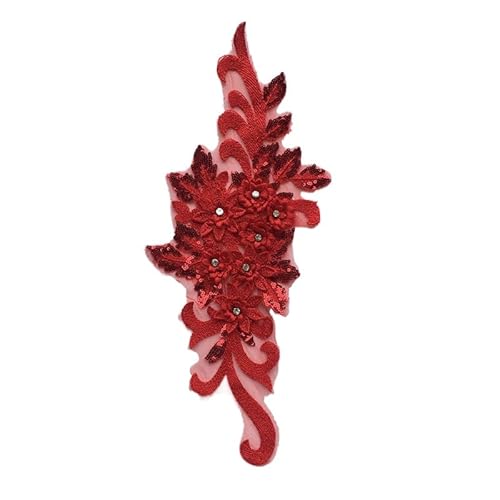 PTNKUIIY Strass Stickerei Blumen Zum Aufnähen Ausschnitt-Applikation Kragenbesatz Aufnäher Blume Spitze Applikation Flicken Verzierungen für Brautkleid Dekoration Reparatur Kleidung Nähen -Rot PTNKUIIY Strass Stickerei Blumen Zum Aufnähen Ausschnitt-Applikation Kragenbesatz Aufnäher Blume Spitze Applikation Flicken Verzierungen für Brautkleid Dekoration Reparatur Kleidung Nähen -Rot von PTNKUIIY