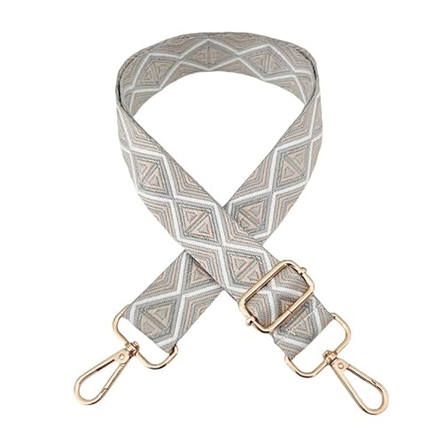 PTNKUIIY Verstellbarer Schultergurt für Taschen 3,8cm Taschengurte Zum Wechseln, Rhombus Tragegurt Schulterriemen mit Gold Karabiner 72-130CM Tragegurt für Damen DIY Zubehör für Tasche-grau von PTNKUIIY