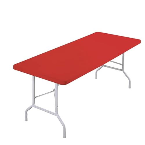 Spandex Tischdecke 122*60cm Rechteckige Elastische Tischdecke Gartentisch Abdeckung Hülle Abdeckplane Schutzhülle für Outdoor, Terrasse,Küche und Esszimmer, Weihnachten, Partys, Picknick -Rot von PTNKUIIY