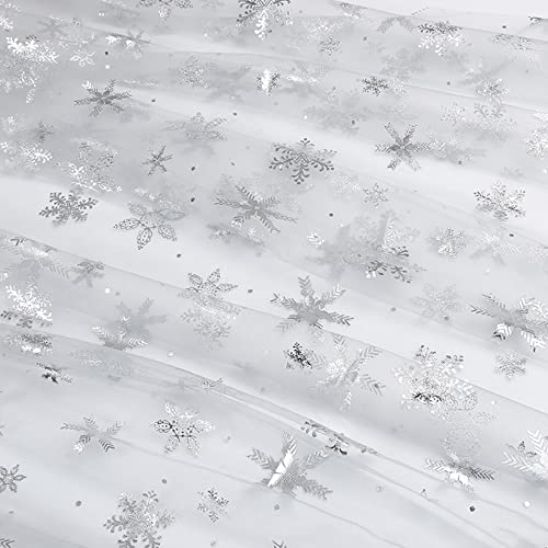 Tüll Stoff 1m * 160cm Glitzer Tüll Dekostoff mit Weihnachten Schneeflocke Kostümstoff zum Nähen Pailletten Tüll Rolle glitzernder Stoff für DIY handgemachte Kleidung Geschenkverpackung -Silber Tüll Stoff 1m * 160cm Glitzer Tüll Dekostoff mit Weihnachten Schneeflocke Kostümstoff zum Nähen Pailletten Tüll Rolle glitzernder Stoff für DIY handgemachte Kleidung Geschenkverpackung -Silber von PTNKUIIY
